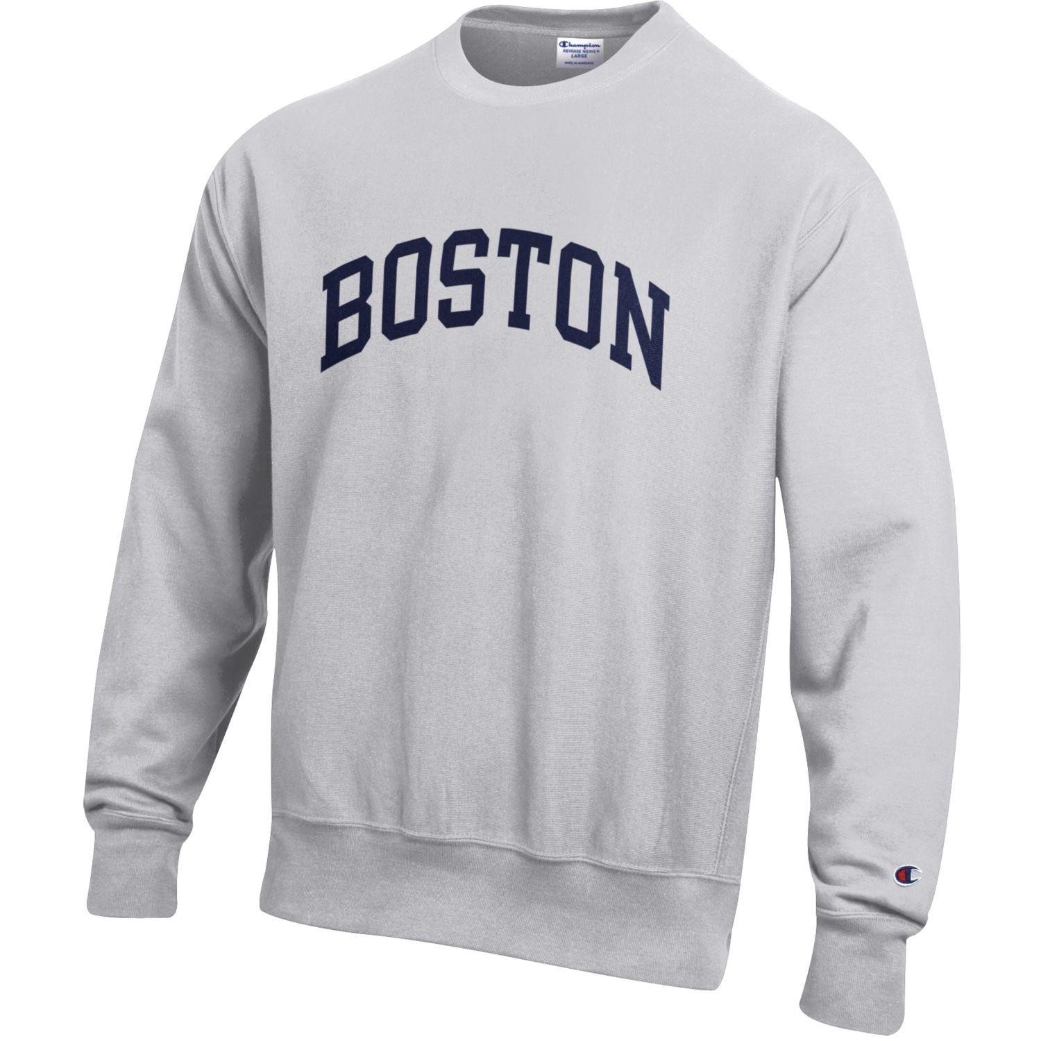 Champion Reverse Weave Boston Crewneck - Silver Heavyweight Sweatshirt